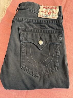 True Religion Black Back-Pocket Straight Jeans